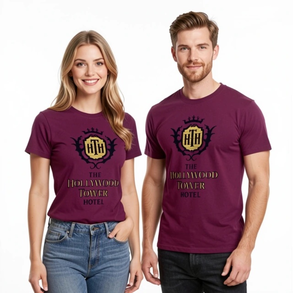 Disney The Hollywood Tower Hotel T-Shirt Men’s Small Burgundy Disneyland Parks